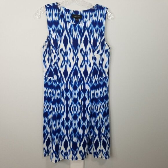 AB Studio Royal blue & white sheath sleeveless dress - Picture 3 of 7